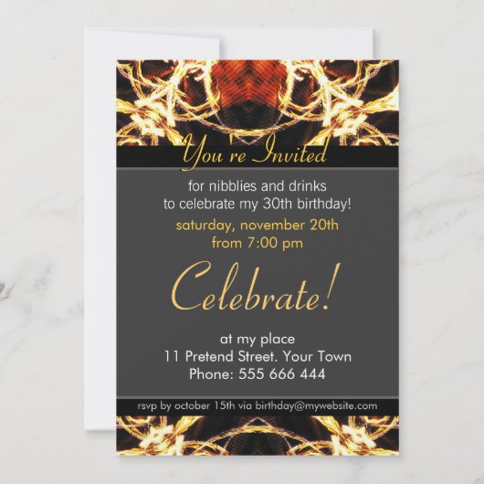 Invitation d'anniversaire à la fête du feu à Hawaï (Dos)