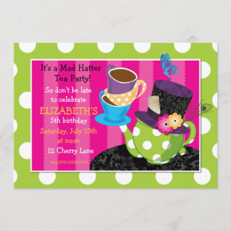 Invitation d'anniversaire à la fête du thé de la h