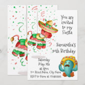 Invitation d'anniversaire à la fête mexicaine de P (Devant / Derrière)