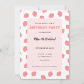 Invitation d'anniversaire à la fraise (Devant)