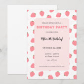 Invitation d'anniversaire à la fraise (Devant / Derrière)