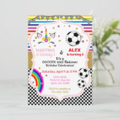 Invitation d'anniversaire à la licorne et aux socc (Debout devant)