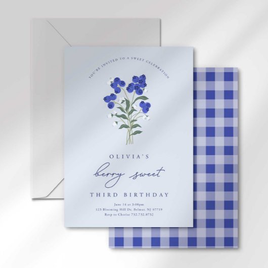 Invitation d'anniversaire à la myrtille douce Berr