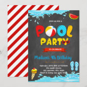 Invitation d'anniversaire à la piscine mignonne (Devant / Derrière)