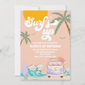 Invitation d'anniversaire à la plage de surf (Devant)