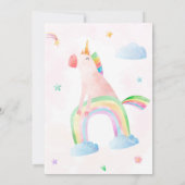 Invitation d'anniversaire à la Unicorne Fête d'ann (Dos)