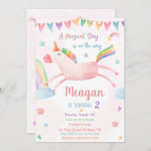 Invitation d'anniversaire à la Unicorne Fête d'ann (Devant / Derrière)