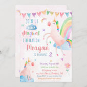 Invitation d'anniversaire à la Unicorne Fête d'ann (Devant / Derrière)