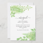 Invitation d'anniversaire à la verdure à l'aquarel (Devant)