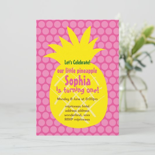 invitation d'anniversaire à l'ananas (Debout devant)