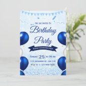 Invitation d'anniversaire à l'aquarelle bleue (Debout devant)