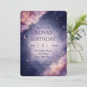 Invitation d'anniversaire à l'aquarelle céleste | (Debout devant)