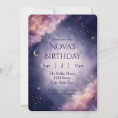 Invitation d'anniversaire à l'aquarelle céleste | (Devant)