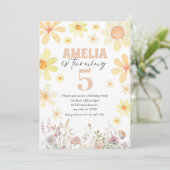 Invitation d'anniversaire à l'aquarelle Daisy Dese (Debout devant)