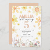 Invitation d'anniversaire à l'aquarelle Daisy Dese (Devant / Derrière)