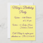 Invitation d'anniversaire à l'aquarelle d'art de j (Dos)