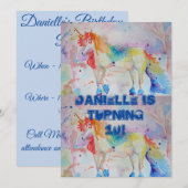 Invitation d'anniversaire à l'aquarelle d'art de l (Devant / Derrière)