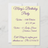 Invitation d'anniversaire à l'aquarelle d'art de p (Dos)