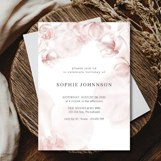 Invitation d'anniversaire à l'aquarelle d'orchidée