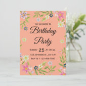 Invitation d'anniversaire à l'aquarelle florale (Debout devant)