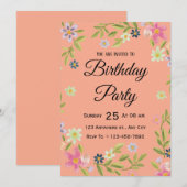 Invitation d'anniversaire à l'aquarelle florale (Devant / Derrière)