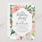 Invitation d'anniversaire à l'aquarelle florale - (Devant)