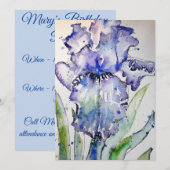 Invitation d'anniversaire à l'aquarelle Purple Iri (Devant / Derrière)