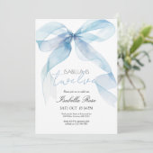 Invitation d'anniversaire à l'arc bleu aquarelle (Debout devant)