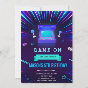 Invitation d'anniversaire à l'arcade Glow