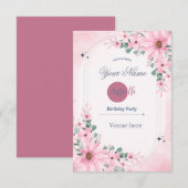 Invitation d'anniversaire à l'arche florale rose (Devant / Derrière)