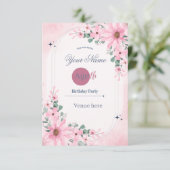 Invitation d'anniversaire à l'arche florale rose (Debout devant)
