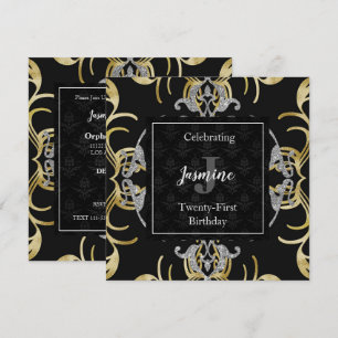 Invitation d'anniversaire à l'or et à l'argent tou