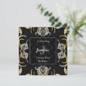 Invitation d'anniversaire à l'or et à l'argent tou (Debout devant)