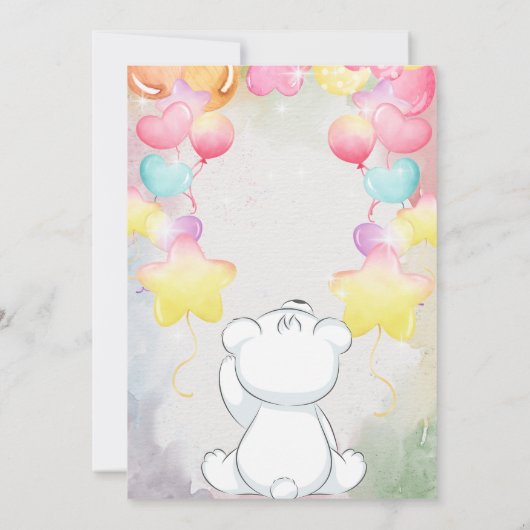 invitation d'anniversaire à l'ours en peluche blan (Dos)