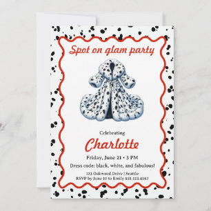 Invitation d'anniversaire à motif dalmate   Fête n