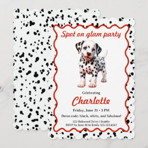 Invitation d'anniversaire à motif dalmate   Fête n