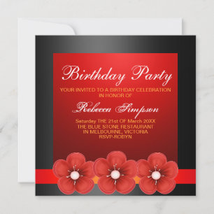 Invitation d'anniversaire à motif floral printanie