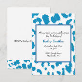 Invitation d'anniversaire à motif léopard bleu (Devant / Derrière)