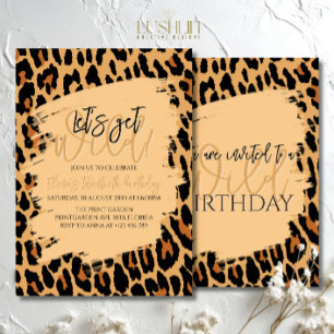 Invitation d'anniversaire à motif léopard élégant