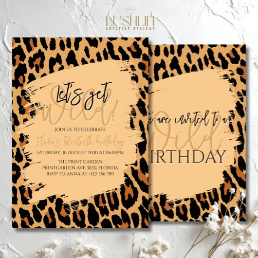 Invitation d'anniversaire à motif léopard élégant