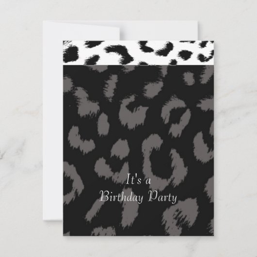 Invitation d'anniversaire à motif léopard noir (Devant)