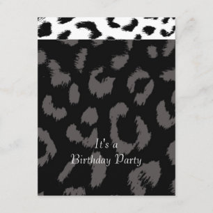 Invitation d'anniversaire à motif léopard noir