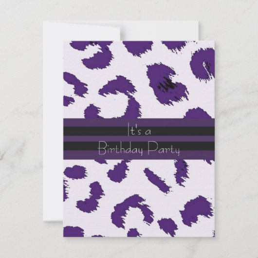 Invitation d'anniversaire à motif léopard violet (Devant)