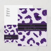 Invitation d'anniversaire à motif léopard violet (Devant / Derrière)