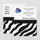 Invitation d'anniversaire à motif zèbre (Devant / Derrière)