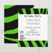 Invitation d'anniversaire à motif zèbre (Devant / Derrière)