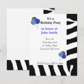 Invitation d'anniversaire à motif zèbre (Devant / Derrière)