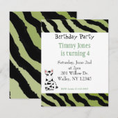 Invitation d'anniversaire à motif zèbre (Devant / Derrière)