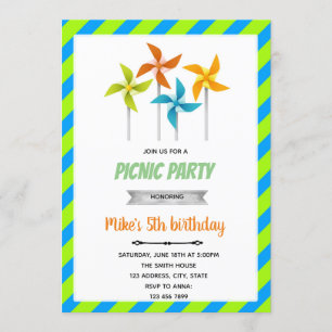 Invitation d'anniversaire à moulin à vent