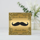 Invitation d'anniversaire à moustache Or (Debout devant)